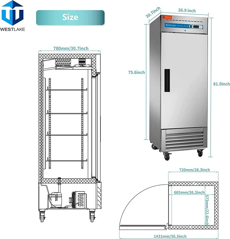West Lake WKR-23B Reach-In Refrigerator 1 Door 33-40°F