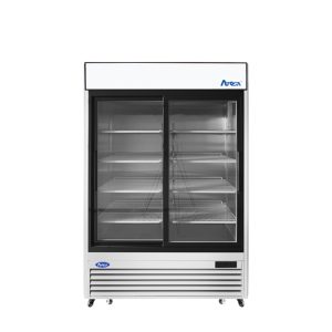 Atosa MCF8709GR Reach-In Sliding Glass Door Refrigerator 2 Doors S/S In/Out