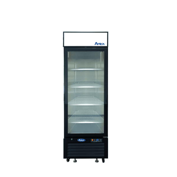 Atosa MCF8725GR Reach-In Glass Door Refrigerator 11.1 Cu Ft Black Cabinet 1 Door