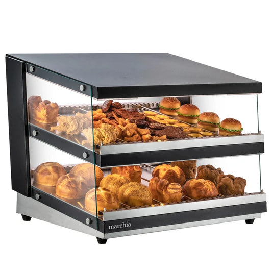 Marchia MHW102 38" Full-Service Slanted Countertop Heated Display Merchandiser