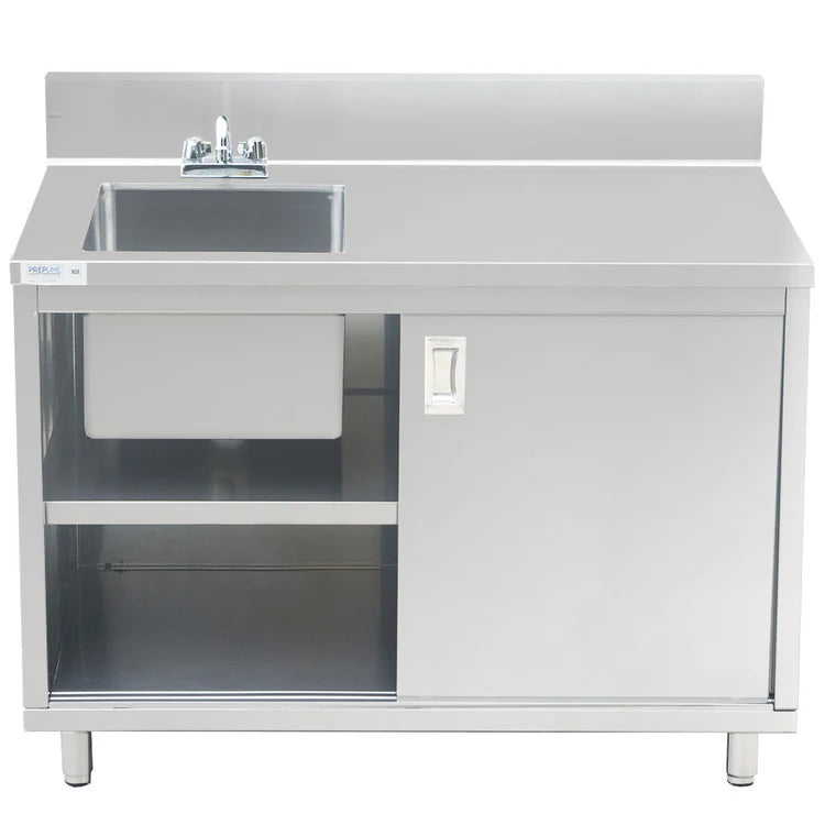 Prepline PCST-2448 24 x 48 Inches Stainless Steel Enclosed Base Work Table with Sink