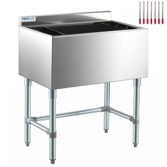 Prepline PIB182412-7CPT 18 x 24 Inches Stainless Steel Underbar Ice Bin with Cold Plate