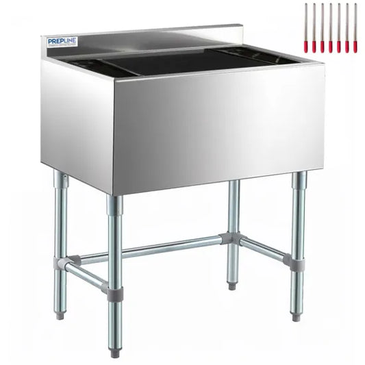 Prepline PIB182412-7CPT 18 x 24 Inches Stainless Steel Underbar Ice Bin with Cold Plate