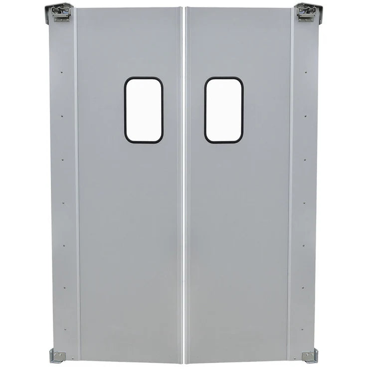 Prepline PTD6084 60 x 84 Inch Double Aluminum Swinging Service Traffic Door with Window