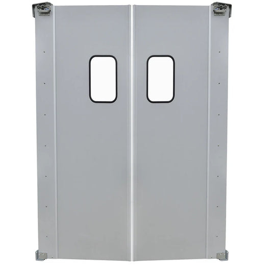 Prepline PTD6084 60 x 84 Inch Double Aluminum Swinging Service Traffic Door with Window