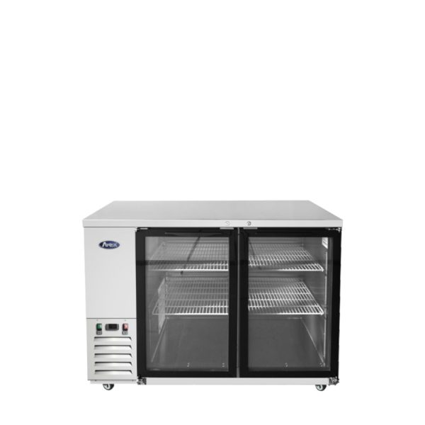 Atosa SBB48GGRAUS1 Glass Door Back Bar Cooler 48 Inch 2 Door Shallow Depth Stainless Steel Exterior