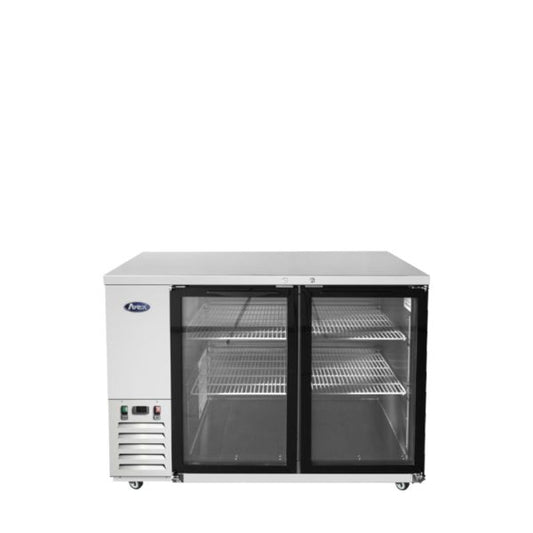 Atosa SBB48GGRAUS1 Glass Door Back Bar Cooler 48 Inch 2 Door Shallow Depth Stainless Steel Exterior