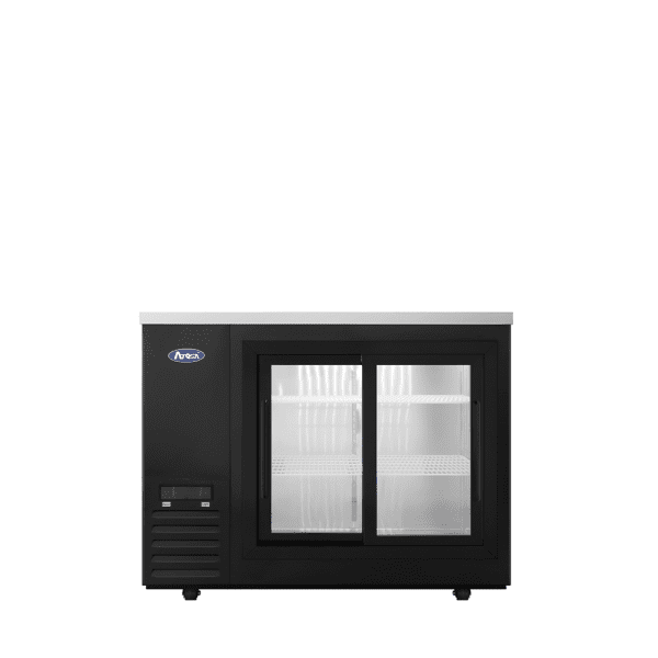 Atosa SBB48SGGRAUS2 Sliding Glass Door Back Bar Cooler 48 Inch 2 Door Shallow Depth Black Exterior