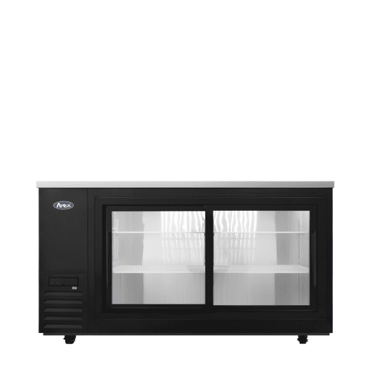 Atosa SBB69SGGRAUS2 Sliding Glass Door Back Bar Cooler 69 Inch 3 Door Shallow Depth Black Exterior