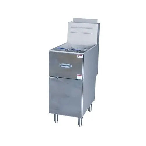 Serv-Ware SGF-50N 50 lb Natural Gas Floor Fryer 150,000 BTU (4 Burners)