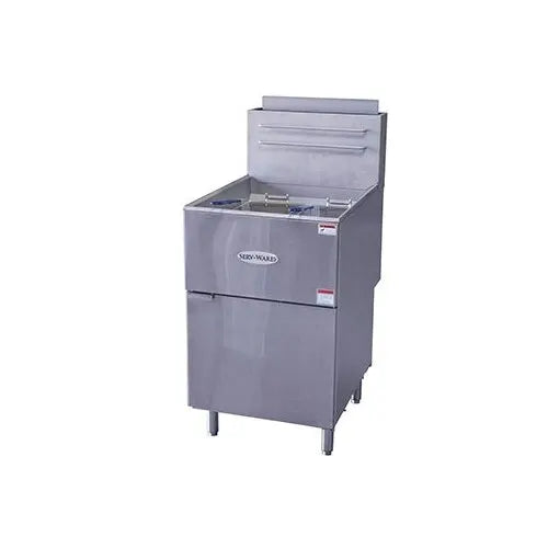 Serv-Ware SGF-70N 70 lb Natural Gas Floor Fryer 150,000 BTU (5 Burners)