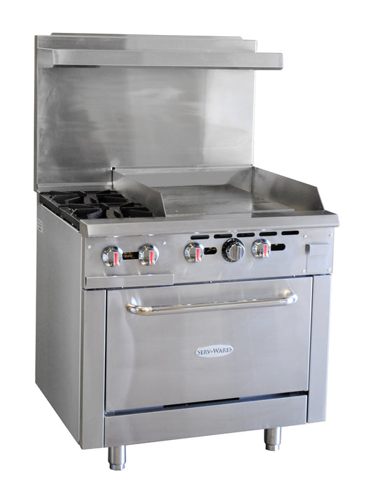 Serv-Ware SGR-2B-24G Gas Griddle 36", 2 Burner, 24" Griddle