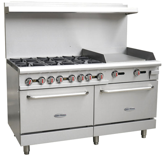 Serv-Ware SGR-6B-24G Gas Griddle 60", 6 Burner, 24" Griddle