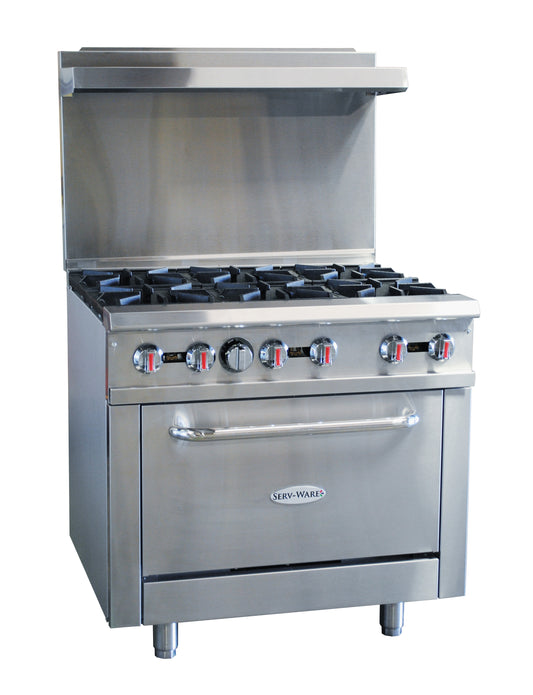 Serv-Ware SGR-6B Gas Range 36", 6 Burner