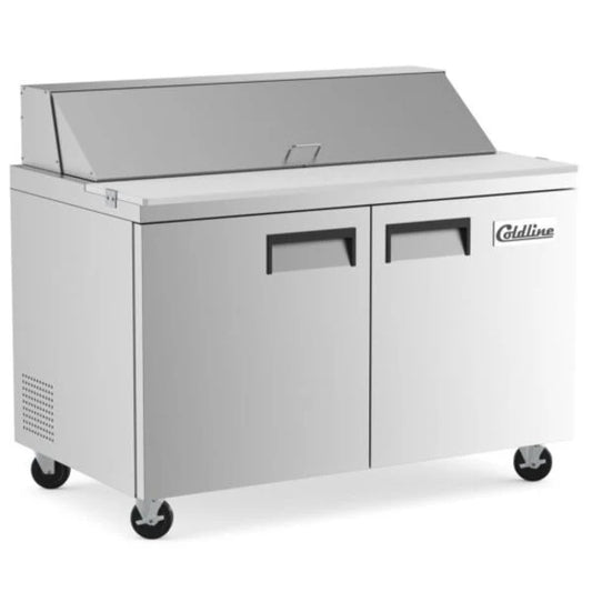 COLDLINE SP48 12 Cu.Ft. 47-Inch 2-Section Sandwich Prep Table Refrigerator 33°F to 40°F