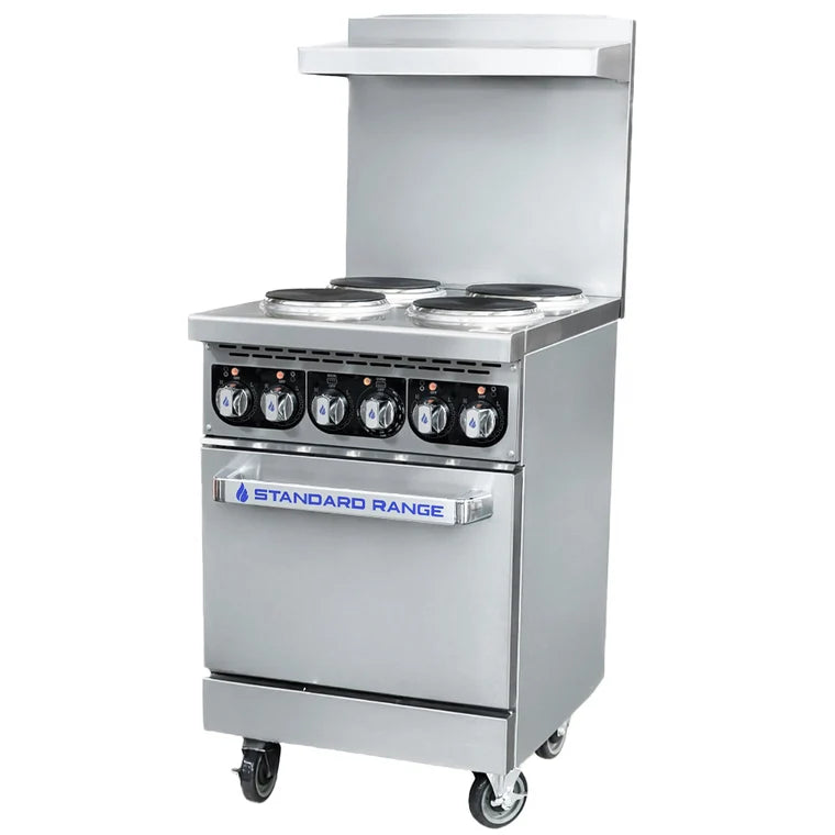STANDARD RANGE SR-ER24-208 24" Electric Restaurant Range with 4 Burners and 1 Oven
