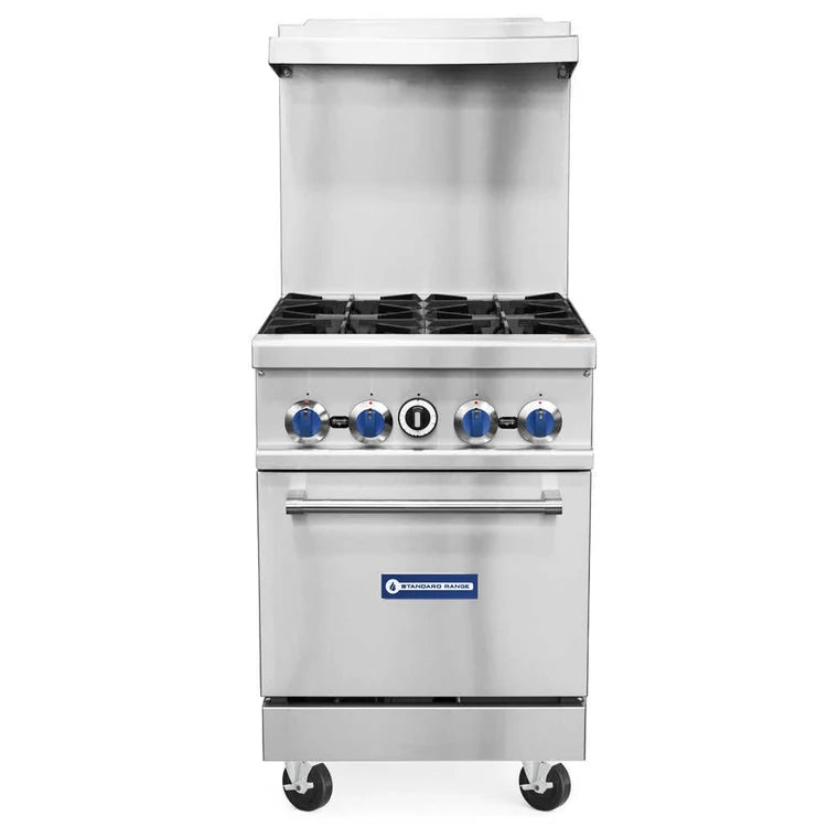 Standard Range SR-R24-NG 24 Inch 4 Burner Gas Range with Standard Oven 153,000 BTU