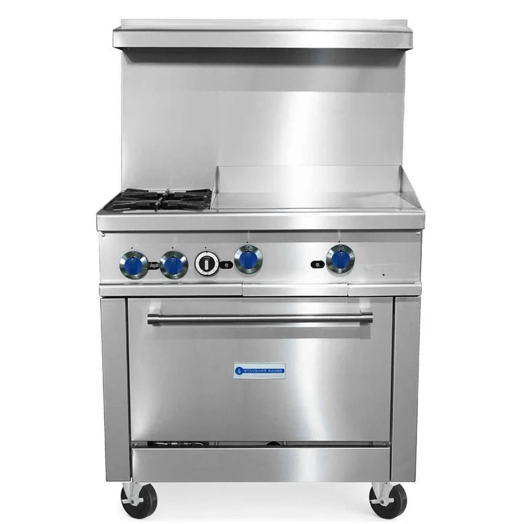 Standard Range SR-R36-24MG 36" Range with 2 Burners, 24" Griddle Top, and 1 Oven