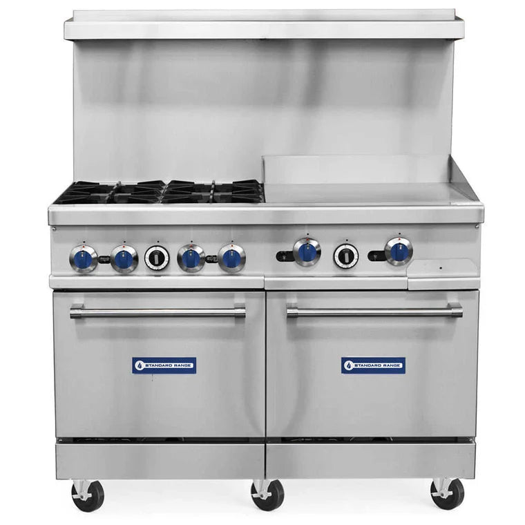 Standard Range SR-R48-24MG 48" Range with 4 Burners, 24" Griddle Top, and 1 Oven