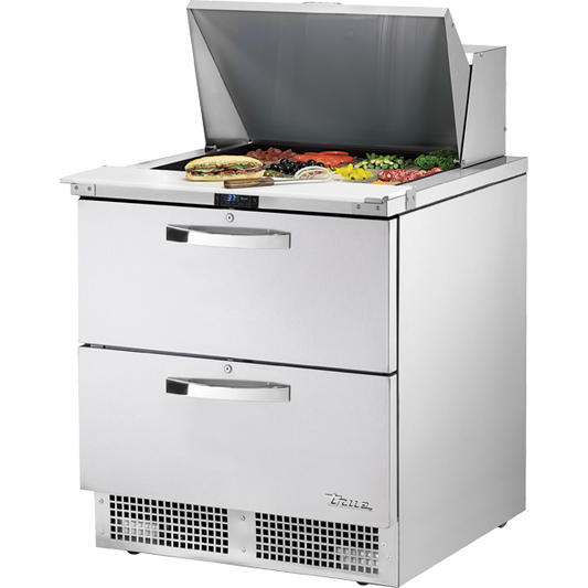 True TFP-32-12M-D-2-HC SPEC3 Prep Table, 32", 12-Pan, 2 Drawers, Spec Package