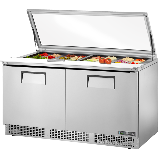 True TFP-64-24M-FGLID-HC Prep Table, 64", 24-Pan, Glass Lid