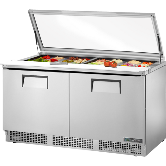 True TFP-64-24M-FGLID-HC Prep Table, 64", 24-Pan, Glass Lid