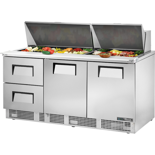 True TFP-72-30M-D-2-HC Prep Table, 72", 30-Pan, 2 Drawers