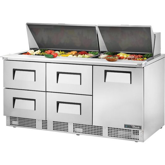 True TFP-72-30M-D-4-HC Prep Table, 72", 30-Pan, 4 Drawers