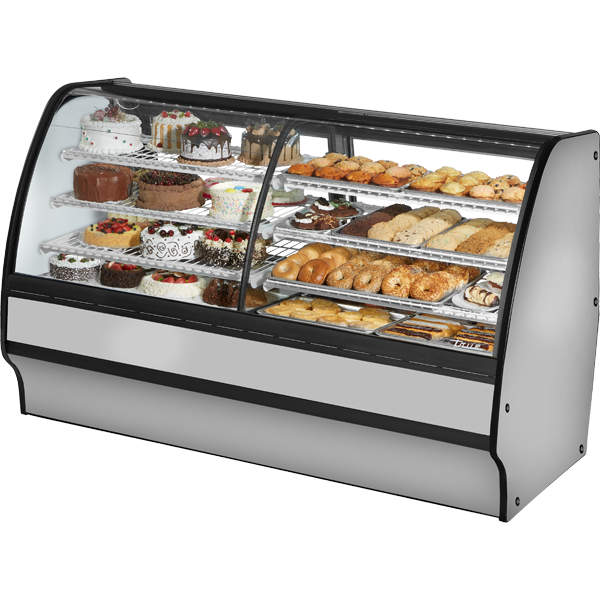 True TGM-DZ-77-SC/SC-S-W Glass Door Merchandiser, Dual Zone, 77", Stainless/White