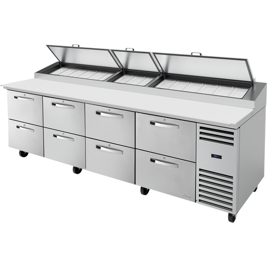 True TPP-AT-119D-8-HC SPEC3 Pizza Prep Table, 119", 8 Drawers, Spec Package