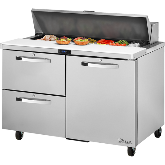 True TSSU-48-12D-2-HC SPEC3 Sandwich Salad Prep Table, 48", 12-Pan, 2 Drawers