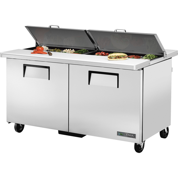 True TSSU-60-16-DS-ST-HC Sandwich Salad Prep Table, 60", 16-Pan, Stainless Lid