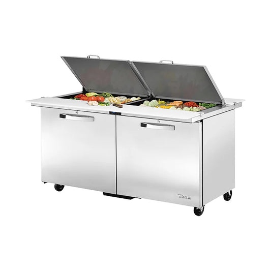 True TSSU-60-24M-B-DS-ST-HC SPEC3 Sandwich Salad Prep Table, 60", 24-Pan, Mega-Top, Stainless Lid