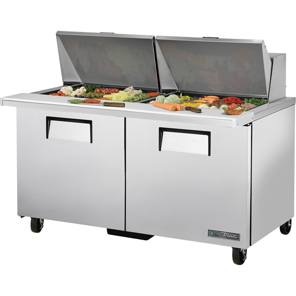 True TSSU-60-24M-B-ST-HC Sandwich Salad Prep Table, 60", 24-Pan, Mega-Top