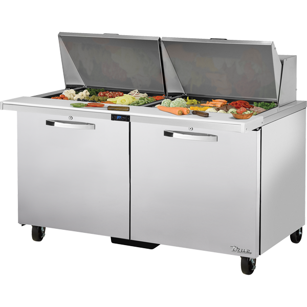 True TSSU-60-24M-B-ST-HC SPEC3 Sandwich Salad Prep Table, 60", 24-Pan, Mega-Top