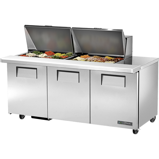 True TSSU-72-24M-B-ST-HC Sandwich Salad Prep Table, 72", 24-Pan, Mega-Top