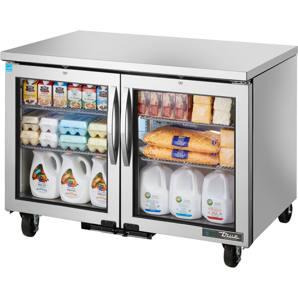 True TUC-48G-HST-HC FGD01 Undercounter Refrigerator, 48", Glass Door, High Shelf