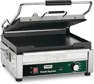 Waring WDG250 Commercial Large Dual-Surface Panini Grill Head 120V Hybrid Workstation
