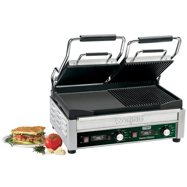 Waring WDG300T Commercial Extra-Large Double Dual-Surface Panini Grill Head 240V Dual Timer Console