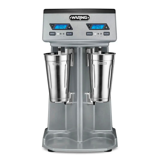 Waring WDM240TX Heavy-Duty Double-Spindle Counter-Top Commercial Drink Mixer with Electronic Touchpad Timers - 120V, Two 1 HP Motors
