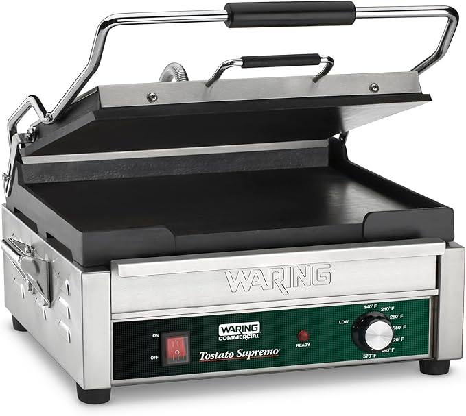 Waring WFG250 Commercial Large Flat Panini Grill Head 120V Smooth Plate Workstation