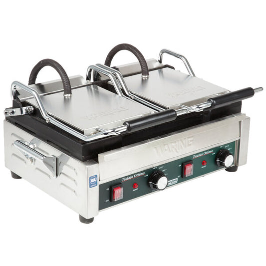Waring WFG300 Commercial Extra-Large Double Flat Panini Grill Head 240V Independent Smooth Plate Workstation