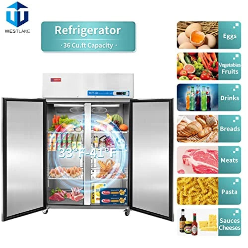 WESTLAKE WK-48R  36 Cu. Ft. 2-Door Reach-In Refrigerator with Stainless Steel Doors 33℉–40℉