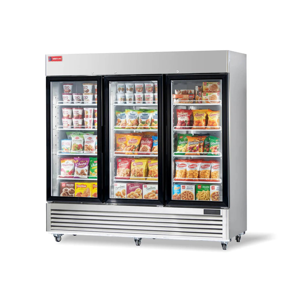 Westlake WK-82FG Reach-In Glass Door Display Freezer 3 Door 33-40°F
