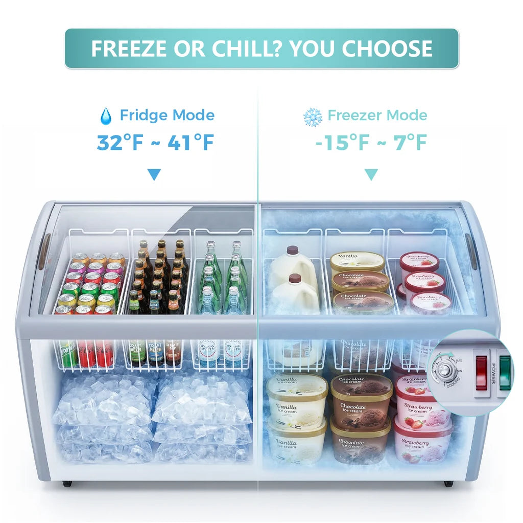 WESTLAKE WK-SD560JY 20 Cu.Ft. 2-in-1 Convertible Ice Cream Display Freezer and Refrigerator -15°F to 41°F