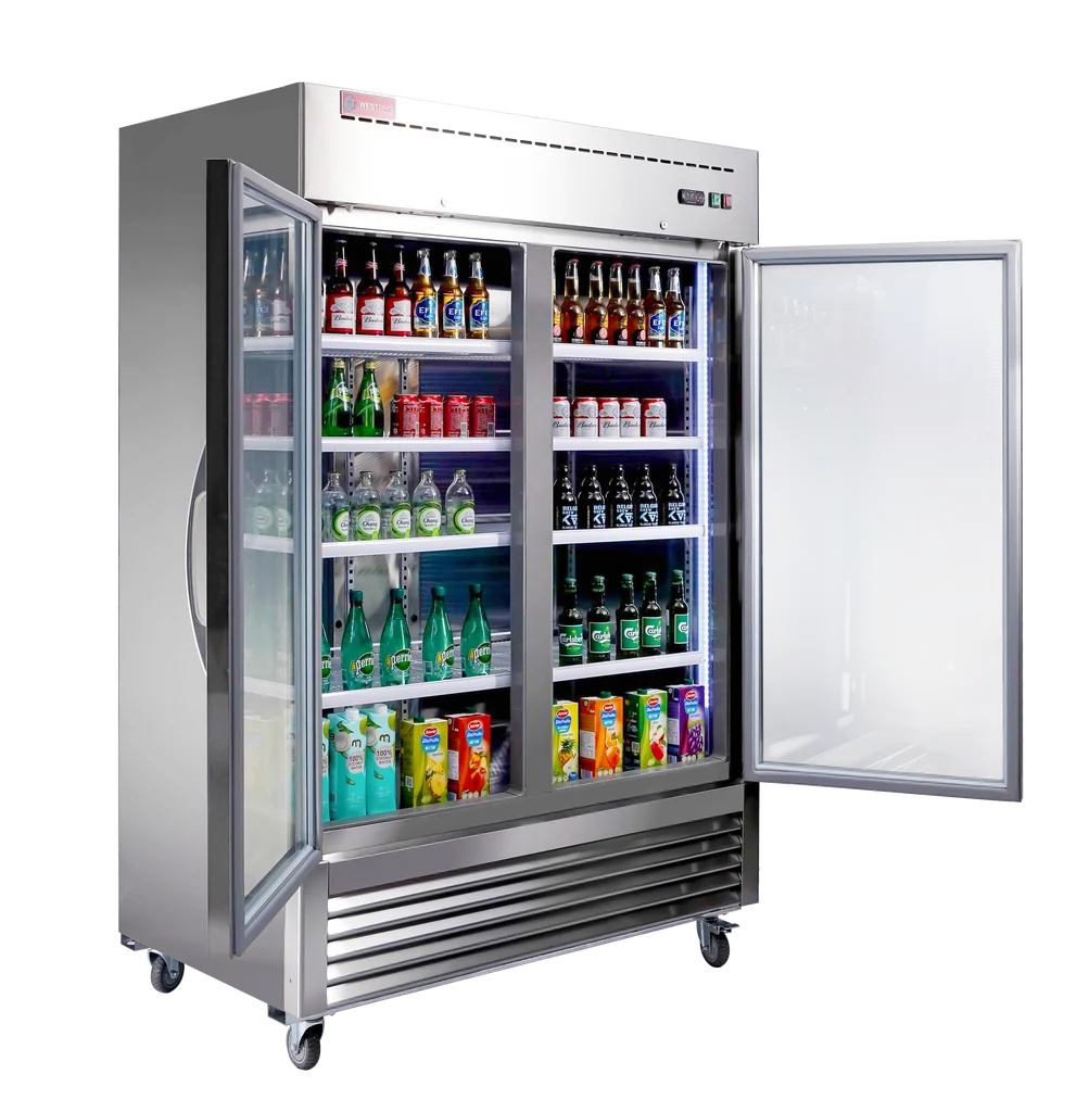 WESTLAKE WKR-49BG 49 Cubic Feet 2-Glass-Door Reach-In Refrigerator 33°F to 40°F