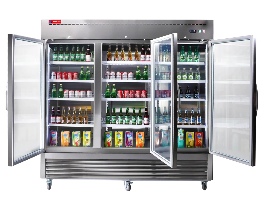 WESTLAKE WKR-82BG 72 Cubic Feet 3-Glass-Door Reach-In Refrigerator 33°F to 40°F