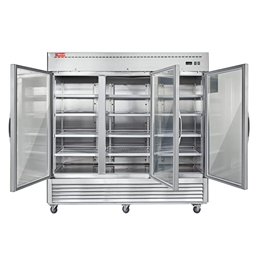 WESTLAKE WKR-82BG 72 Cubic Feet 3-Glass-Door Reach-In Refrigerator 33°F to 40°F