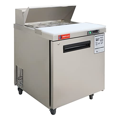 WESTLAKE WKSR-27B 1-Solid-Door Sandwich Prep Table Refrigerator 33°F to 41°F