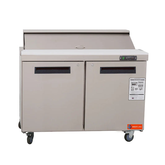 WESTLAKE WKSR-48BM 2 Solid Doors Standard Top Prep Table Refrigerator 33°F to 41°F